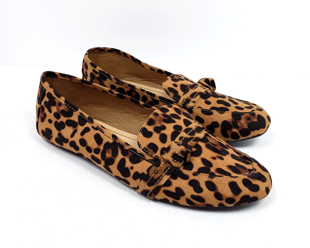 Journee Collection Marci Womens Size 12 Brown Leopard Slip On Loafer Flats Shoes